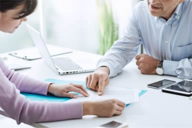 Broker talking to client