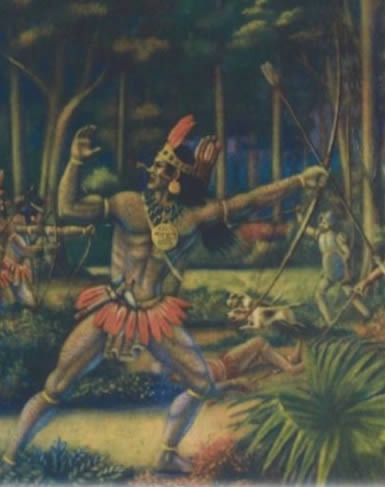 Battle between Muzo Indians and the Spanish invaders