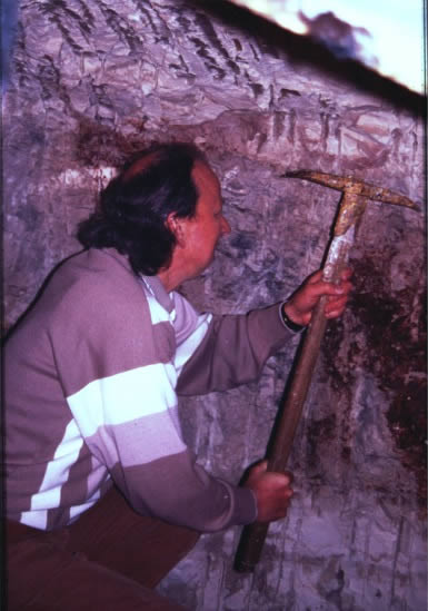 Alan Hodgkinson with pick axe