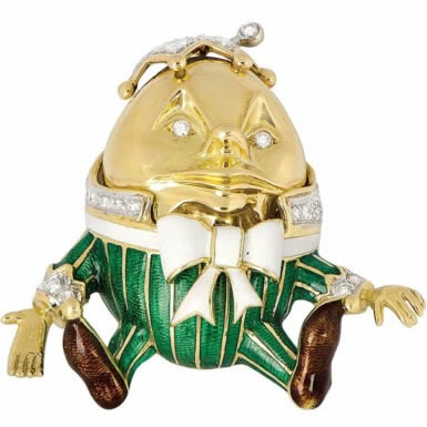 Humpty Dumpty brooch by Donald Claflin