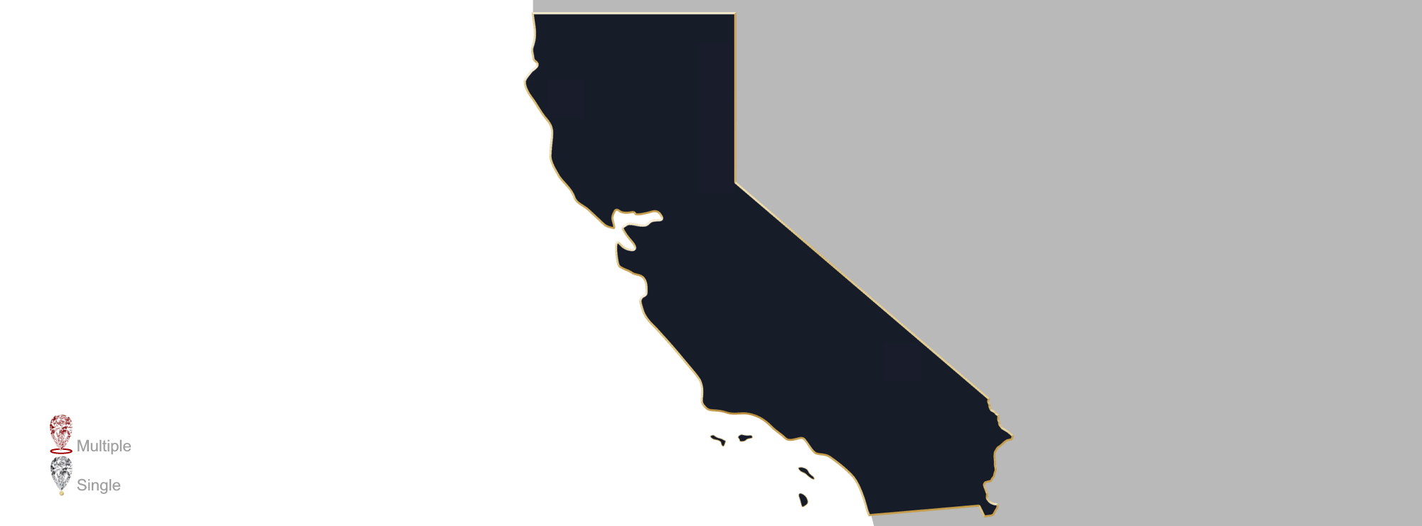 Map showing location of jewelry appraisers in California
