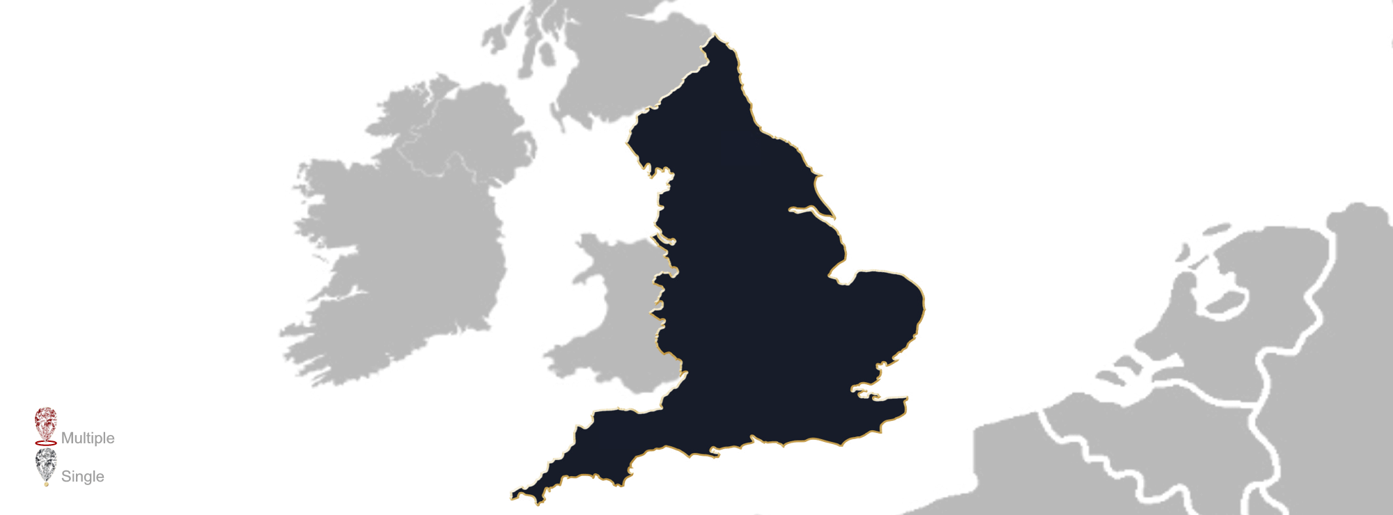Map showing the location of jewellery valuers in England