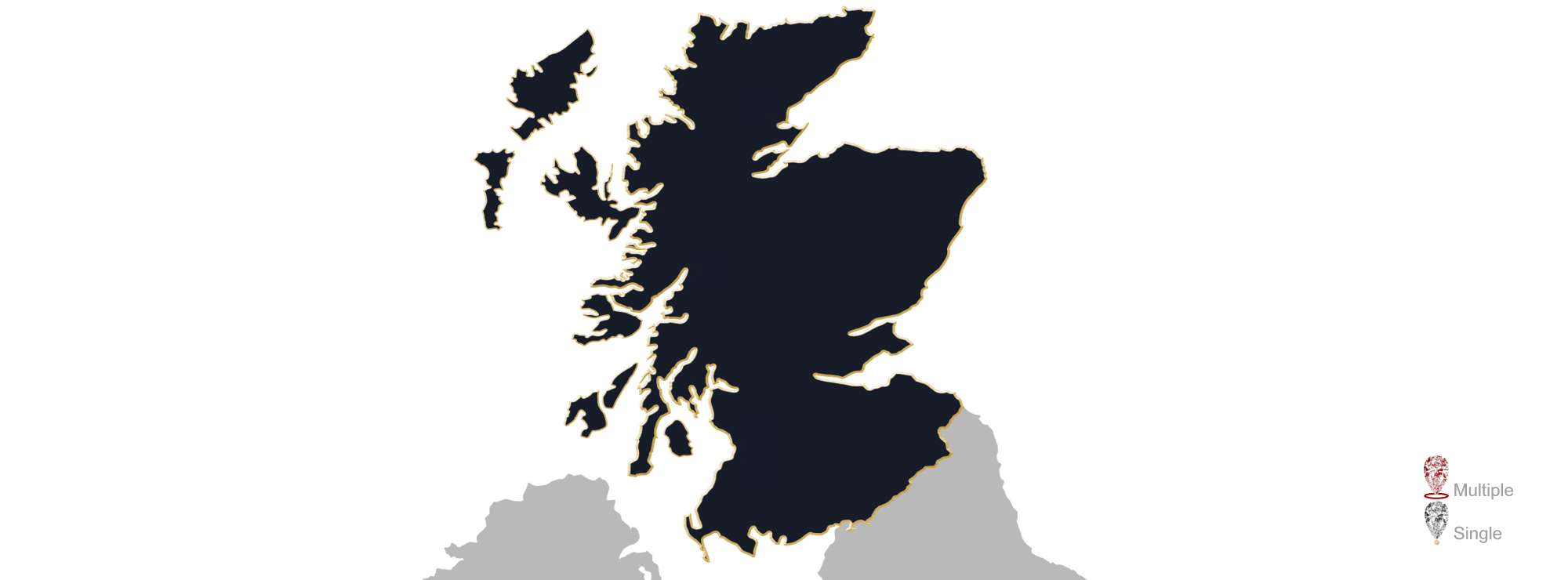 Map showing the location of Jewellery Valuers in Scotland