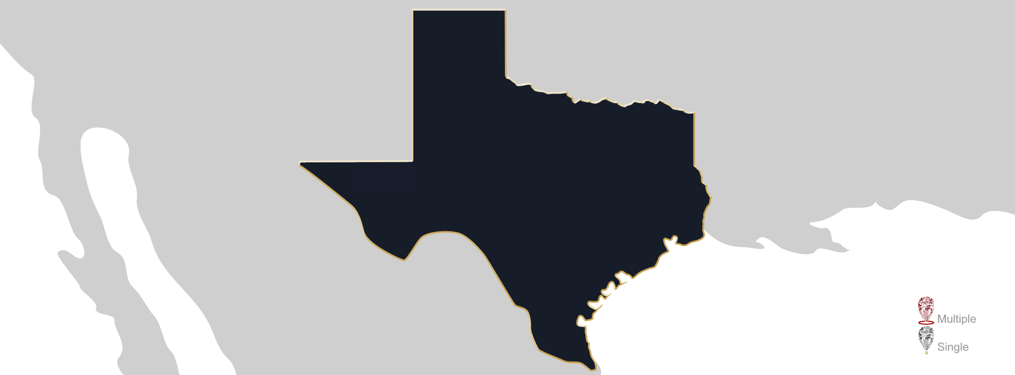 Map showing location of Jewelry Appraisers in Texas