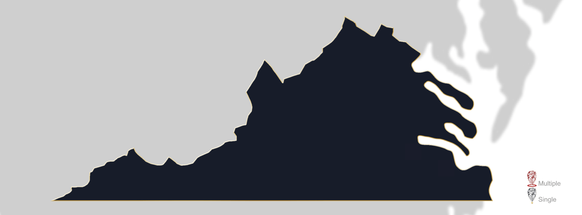 Map showing location of jewelry appraisers in Virginia